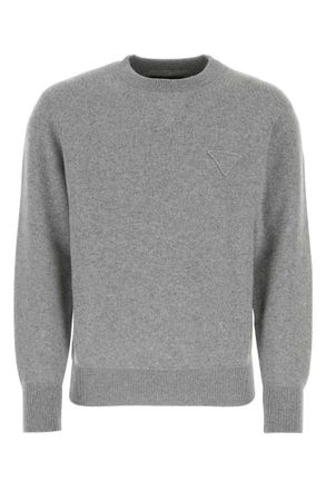 Prada Melange grey stretch cashmere blend sweater
