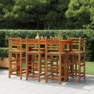 vidaXL Juego Muebles De Bar Para Jard&iacute;n 9 Pzas Madera Maciza De Acacia Vidaxl
