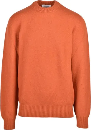 Laneus Orange Extrafine Merino Wool-Cashmere Blend Crewneck Sweater
