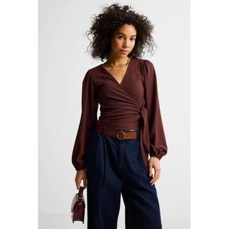 Ruby+Ed crinkle overslagtop donkerbruin