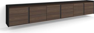 Skraut Home Skraut Home - Mueble Tv, Televisi&oacute;n, Muebles De Sal&oacute;n, Almacenaje, 309x35x50cm, Para Tv Hasta 80, Colgado, Suspendido, Estilo Moderno, Roble Oscuro Y 