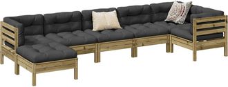 vidaXL Set De Sof&aacute;s Jard&iacute;n 7 Pzas Con Cojines Madera Pino Impregnada Vidaxl