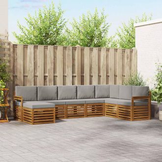 vidaXL Vidaxl Set Di Divani Da Esterno 8 Pz Grigio Naturale E Chiaro