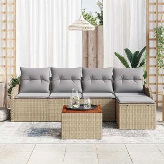 vidaXL Conjunto De Sof&aacute; De Jard&iacute;n 6 Pcs Beige Polirat&aacute;n Vidaxl