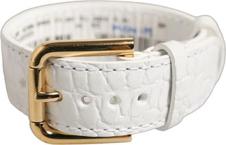 Dolce & Gabbana Crocodile-Embossed Calf Leather Belt - White
