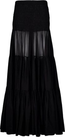 Saint Laurent Elegante Zijden Gerimpelde Maxi Rok - Dames - Maxi Rokken - Zwart - L - Rokken