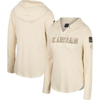 Colosseum Womens Colosseum Cream Kansas Jayhawks OHT Military Appreciation Casey Raglan Long Sleeve Hoodie T-Shirt at Nordstrom, Size Xx-Large