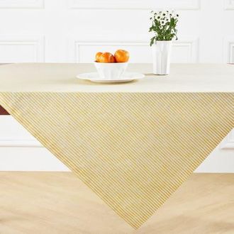 Solino Home Linen Table Throw - Narrow Stripe, 52 x 52, 52 x 52 in Spicy Mustard And White at Nordstrom, Size Small