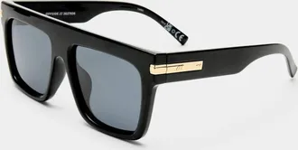Le Specs Womens Offside Wide Fit Polarized Aviator Sunglasses In Black