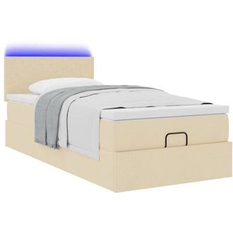 vidaXL Estructura De Cama Otomana Con Colch&oacute;n Tela Crema 80x200cm Vidaxl