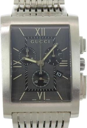 Gucci Pre-owned G Metro Stainless Steel Chronograph - Heren - Vintage Horloges - Zwart - ONE Size - Vintage