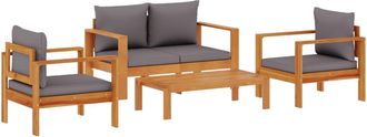 vidaXL Set Sof&aacute;s De Jard&iacute;n Con Cojines 4 Pzas Madera Maciza De Acacia Vidaxl
