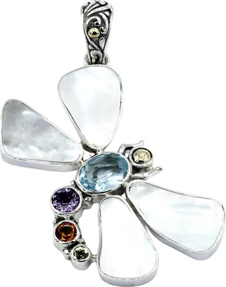 Samuel B. Butterfly Pendant in Silver/Mop/Multi Stone at Nordstrom Rack
