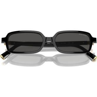 Miu Miu 51mm Rectangular Sunglasses in Black /Dark Grey at Nordstrom