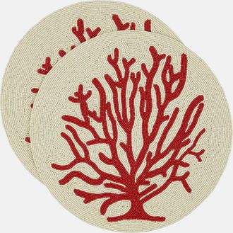 Les-Ottomans Set di 2 tovagliette Coral