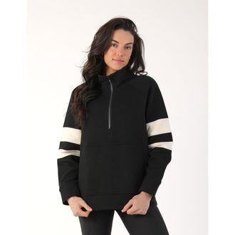 Glyder Prodigous Scuba Knit 1/4 Zip Up Jacket in Black/oatmilk at Nordstrom, Size X-Small