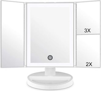 OEM Espejo De Maquillaje Con Iluminaci&oacute;n Led Y Pantalla T&aacute;ctil, Aumento De 1x/2x/3x, Rotaci&oacute;n Ajustable De 180&deg;, Espejo De Sobremesa Con Alimentaci&oacute;n Por 