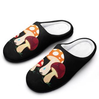 Generic Whimsical Mushroom Mens House Slippers Memory Foam Washable Cotton Slip on Home Shoes