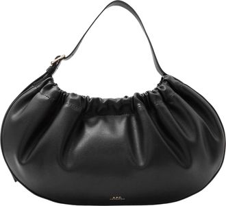 A.P.C. Black Ninon Hoop Gathered Polyurethane Bag