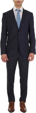 HUGO BOSS Slim-fit pak met microdessin - Heren - Business pakken - Blauw - 5XL - Leer - Kostuums