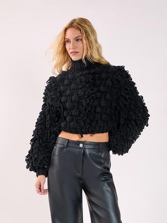 NASTY GAL High Neck Cropped Sweater in Black at Nordstrom, Size Large