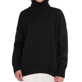 Generic Ladies Jumpers Trendy Polo Neck Jumpers Autumn Winter Warm Roll Neck Jumper Oversized Turtleneck Sweater Long Sleeve Pullover Sweaters Dressy High Nec