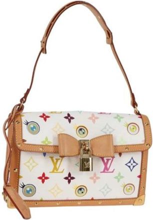 Louis Vuitton Tweedehands Canvas Louis Vuitton tassen - Dames - Vintage Schoudertas - Wit - ONE Size - Leer - Vintage
