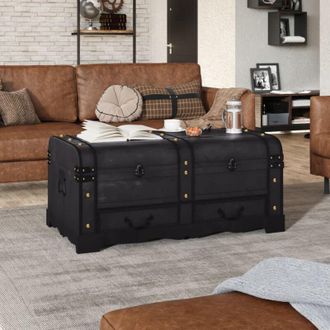 vidaXL VidaXL Baule del Tesoro in Legno Grande Nero