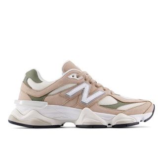 New Balance Unisex 9060 in Marrone/Verde, Pelle Scamosciata/Rete, Taglia 42.5