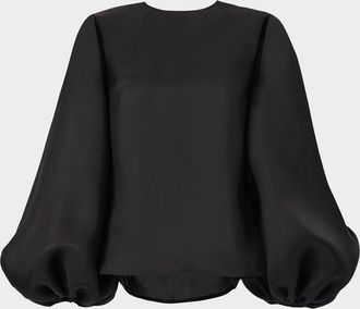 Carolina Herrera Puff-Sleeve Silk Gazar Shirt