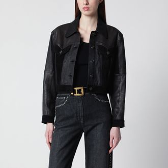 Versace Slim black leather blouson