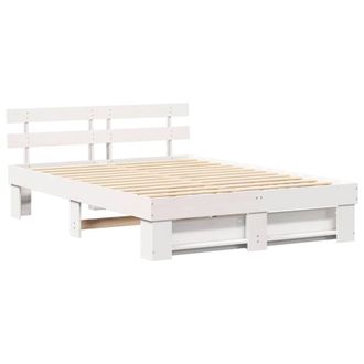 Berkfield Home with Headboard White 150 x 200 cm Solid pine wood