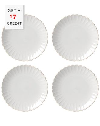 Lenox French Perle Scallop 4Pc Dinner Plate Set