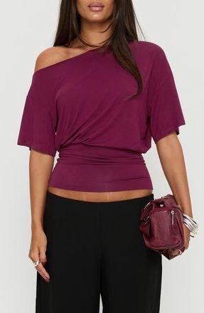 Princess Polly Ashlinn Off the Shoulder Drapey Crop Top in Cherry Lacquer at Nordstrom, Size 10
