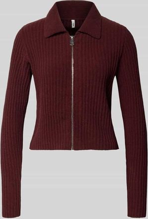 Only Regular Fit Strickjacke mit Rippmuster Modell ELLY in Bordeaux, Größe XL