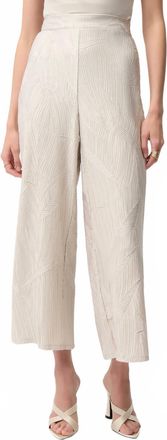 Joseph Ribkoff Pleated Satin Side Slit Culotte Pants In Moonstone