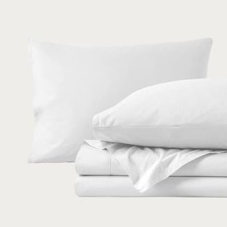 Bare Home 100% Organic Cotton Percale Cooling Sheet Set - Split Head King in White at Nordstrom