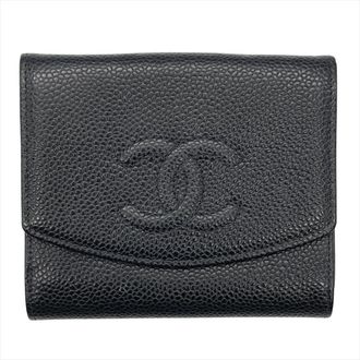 Chanel Black Grained Calfskin Wallet (Bi-Fold) (Pre-Owned)
