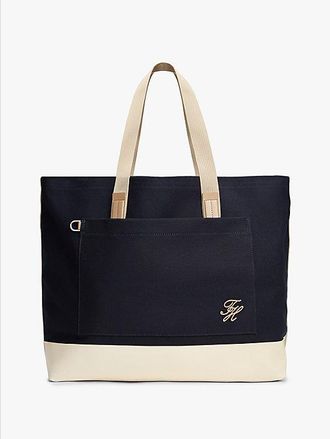 Tommy Hilfiger Two-Tone Canvas Beach Tote Bag