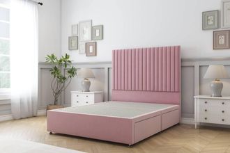 Sloomy Manhattan Plush Divan Bed Base 4 Drawers - 54 Headboard in Pink | Size: Double