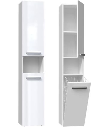 OEM Columna De Estante Para Mueble De Ba&ntilde;o, Color Blanco Mate/brillante Con Cesta - Dise&ntilde;o Universal, Ahorra Espacio, Fabricante Polaco