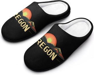 Generic Oregons Sunrise Sunset Slippers Men Winter Warm Cotton Anti-Slip Indoor Slip-Ons House Shoes