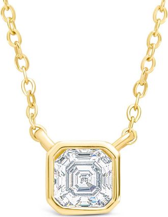 Sterling Forever Asscher Cut Cubic Zirconia Pendant Necklace in Gold at Nordstrom
