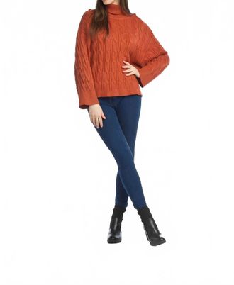 Papillon Cable Knit Oversized Cropped Sweater In Rust