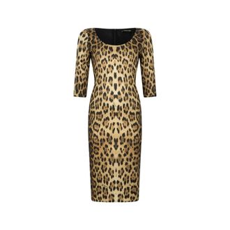Roberto Cavalli Midi Dresses, female, Brown, Size: XS Leopard Print Midi Dress