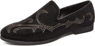 Generic Loafers for Men Shiny Prom Loafer Shoes PU Leather Flat Heel Anti-Slip Slip Resistant Classic Outdoor Slip-ons(7.5 UK) Black