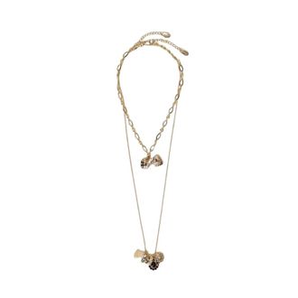 Twinset Accessoires, Dames, Geel, ONE Size, Tweed, Gelaagde Hart & Bloem Ketting Set