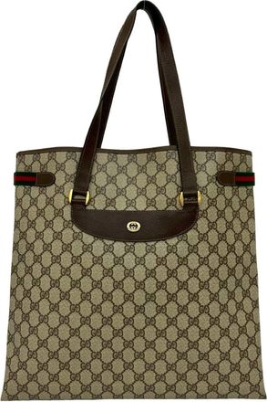 Gucci Brown Green Red Color Leather Pvc Shoulder Bag Tote Bag (Pre-Owned)