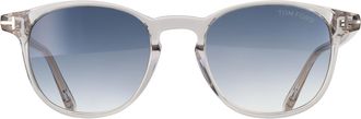 Tom Ford Round Mens Shiny Crystal Clear Blue Gradient Holt-02 FT1302 - One Size
