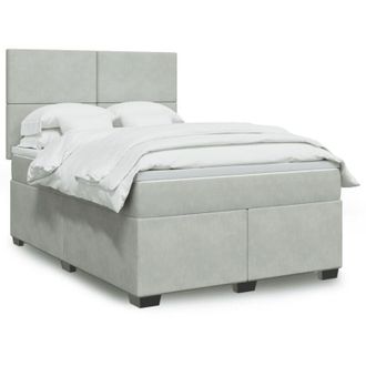 vidaXL Vidaxl - Cama Box Spring Con Colch&oacute;n Terciopelo Gris Claro 140x190 Cm